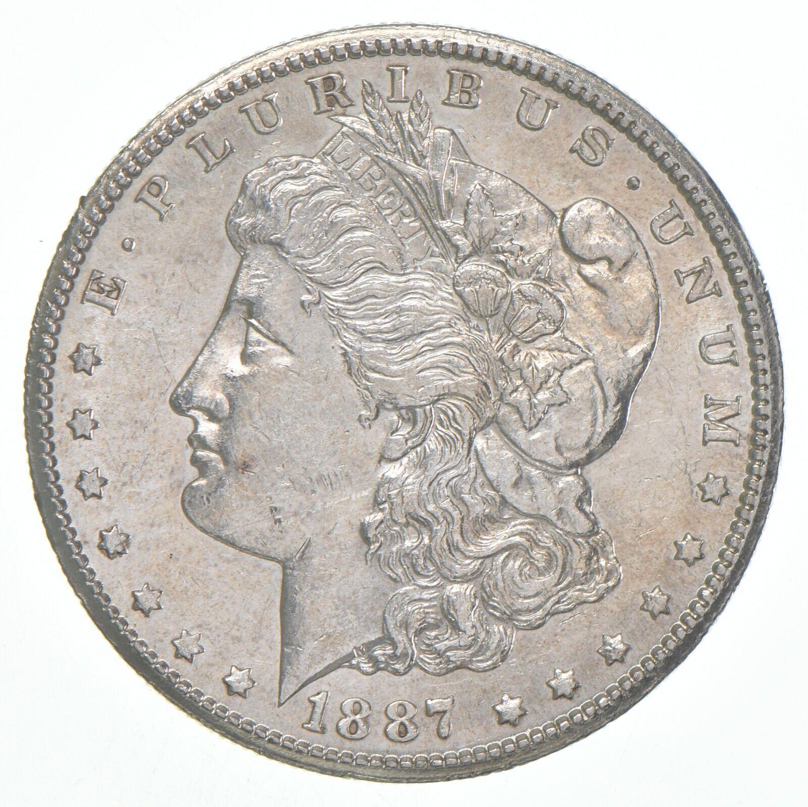 AU+ 1887-S Morgan Silver Dollar