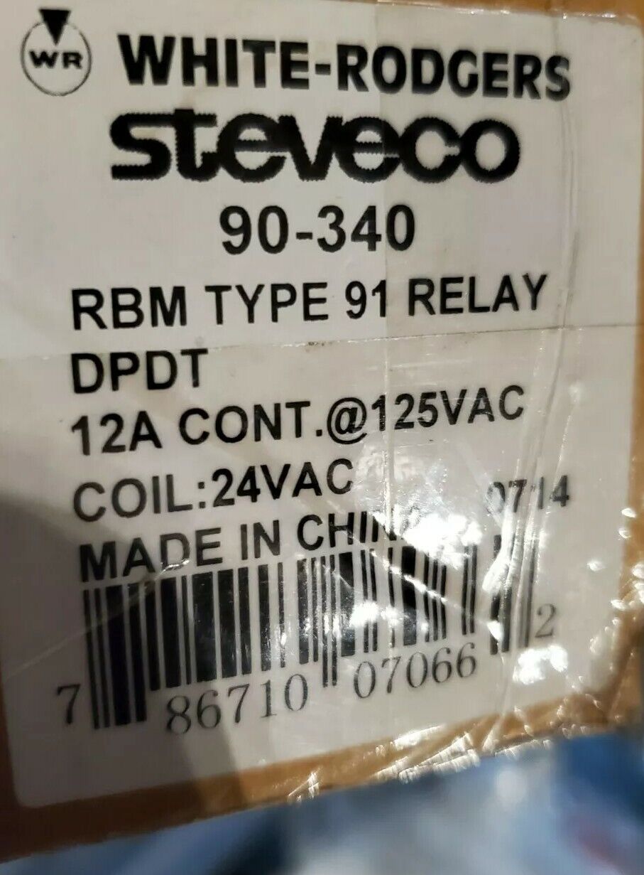 Lot of 10 White-Rodgers Steveco 90-340 RBM Type 91 Relays DPDT rly1709 coil vac