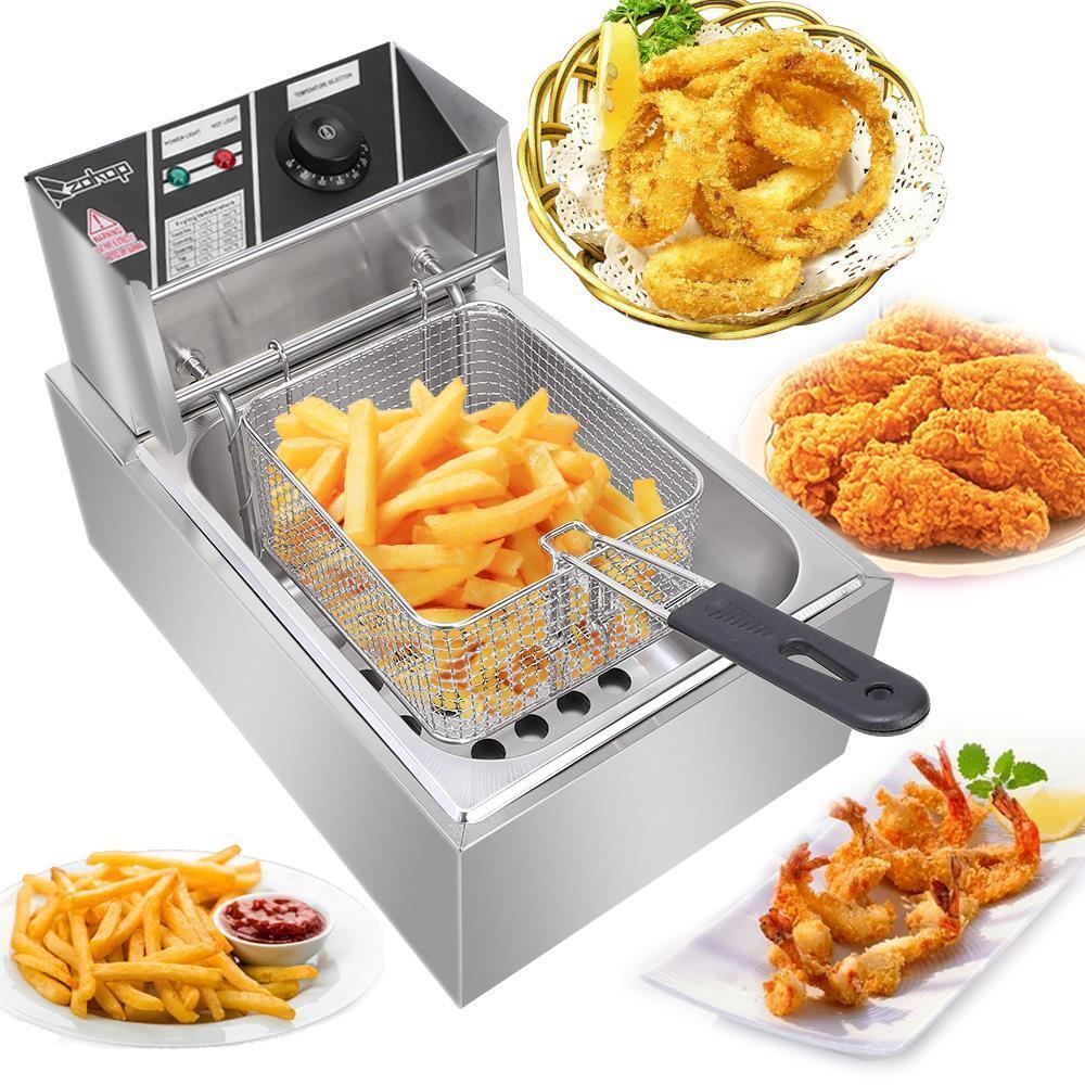 6L Electric Deep Fryer Commercial Restaurant Home Frie Stainless Steel 2500W