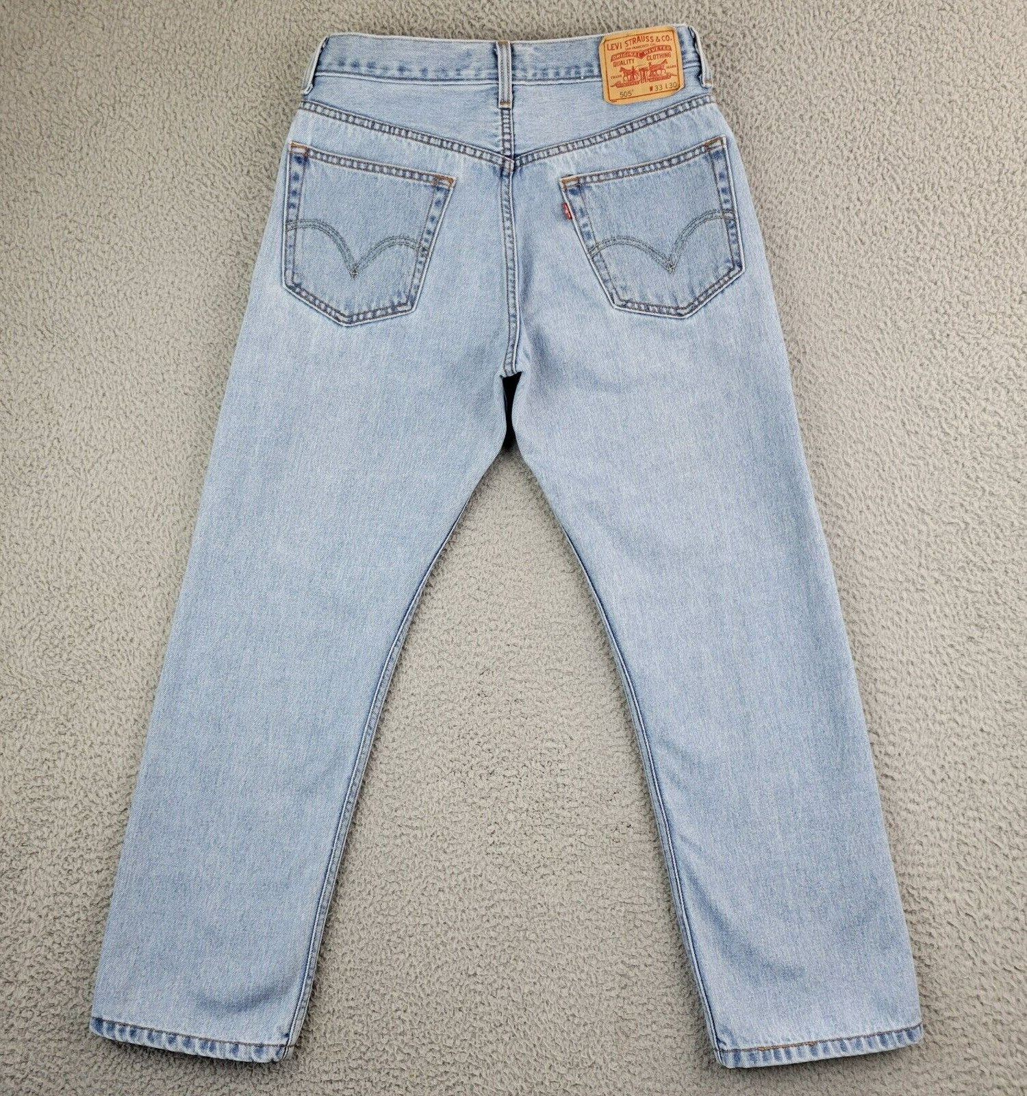 Levis 505 jeans mens 33x28.5 blue 100% cotton regular straight 2006 (tag 32x30)