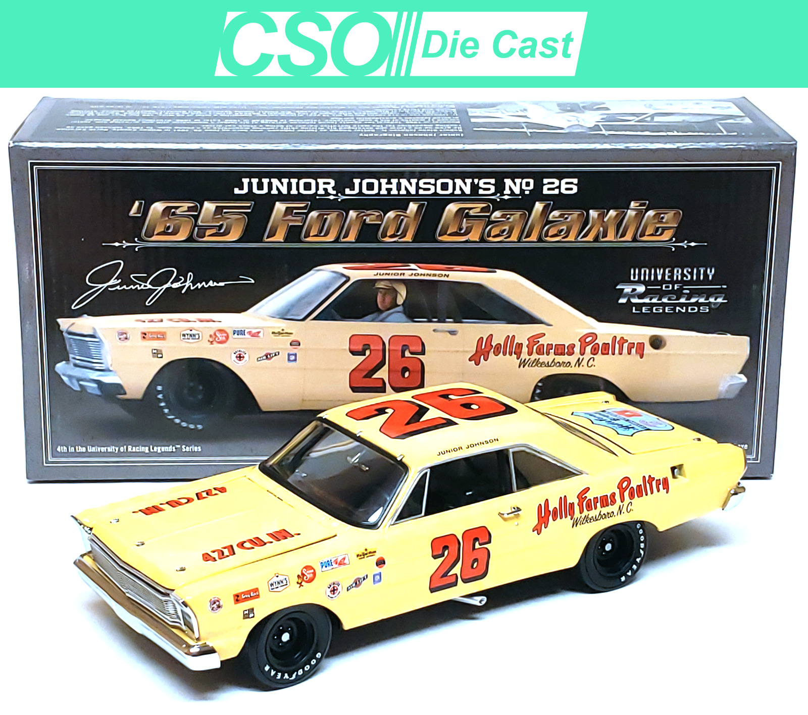 Junior Johnson 1965 Ford Galaxie University of Racing 1/24 Die Cast NEW