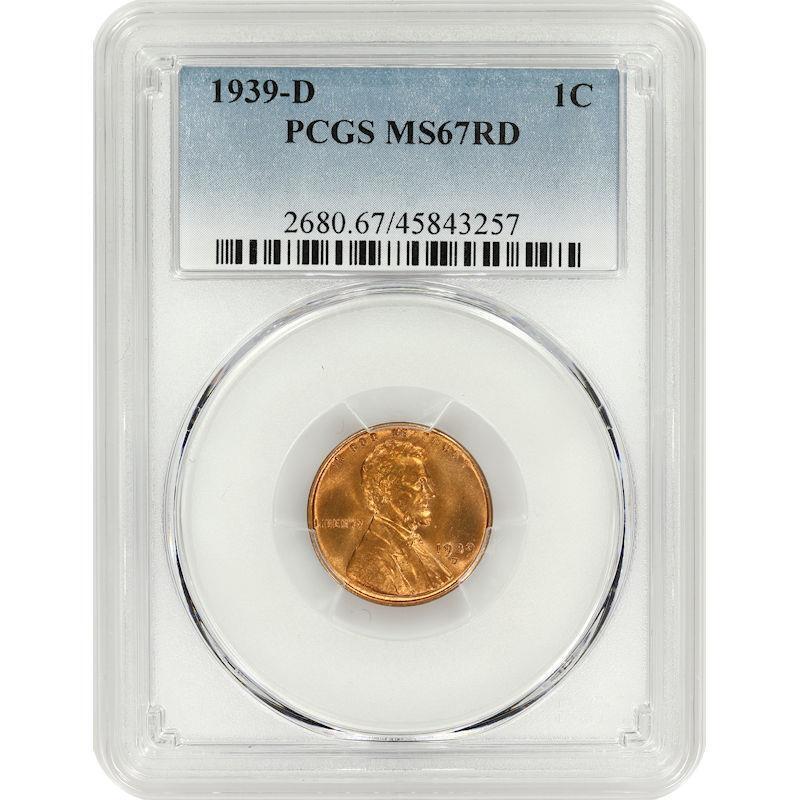 1939-D Lincoln Wheat Cent 1C PCGS MS67RD 