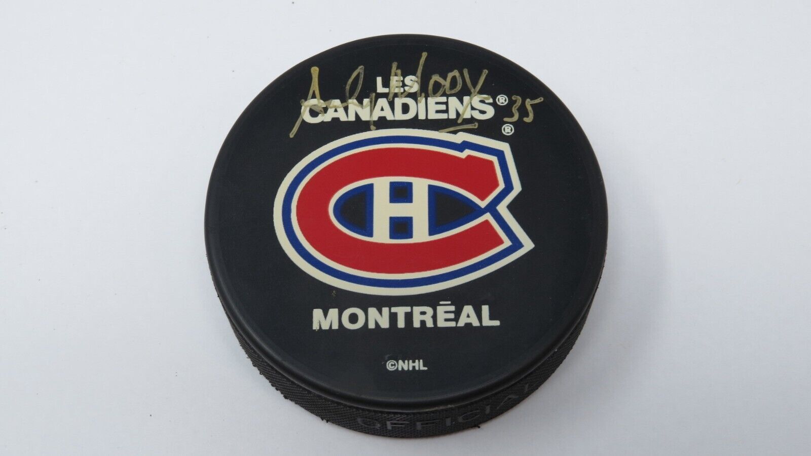 Andy Moog Montreal Canadiens Autographed Signed Official NHL Hockey Puck