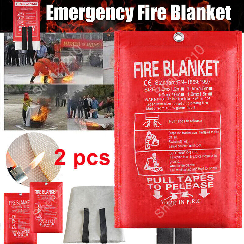 2PCS FIRE BLANKET Fiberglass Hero Emergency Home Retardant Prepared 39''x39'' L