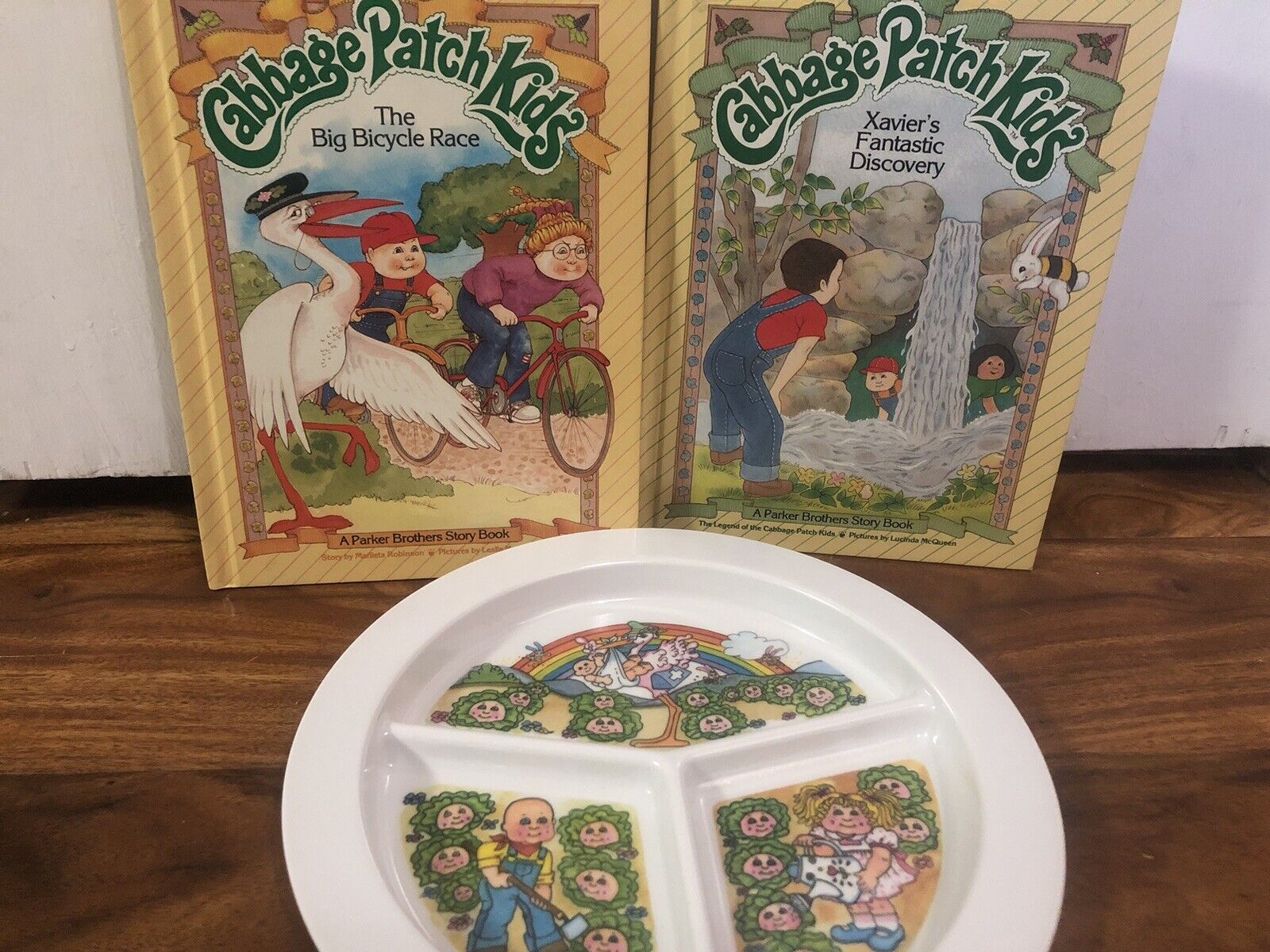 Vintage \'80s Cabbage Patch Kids Set Two Parker Brothers Story Books, Plate
