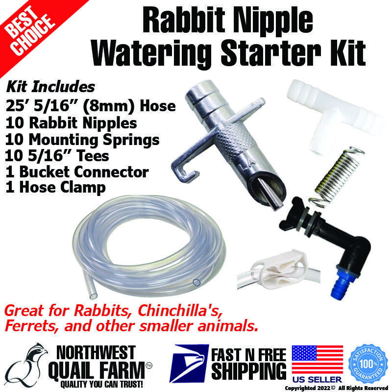 Rabbit Nipple Watering Start Kit Gravity Fed Watering Set Ups 10 Nipples