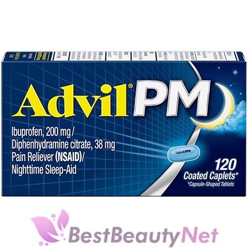 Advil PM Pain Reliever Nighttime Sleep-Aid 120 Coated Caplets