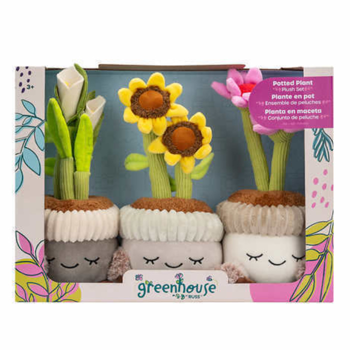 Greenhouse by Russ 12 Inch Plush Plants 3-pack Flowers Officially Licensed NEW