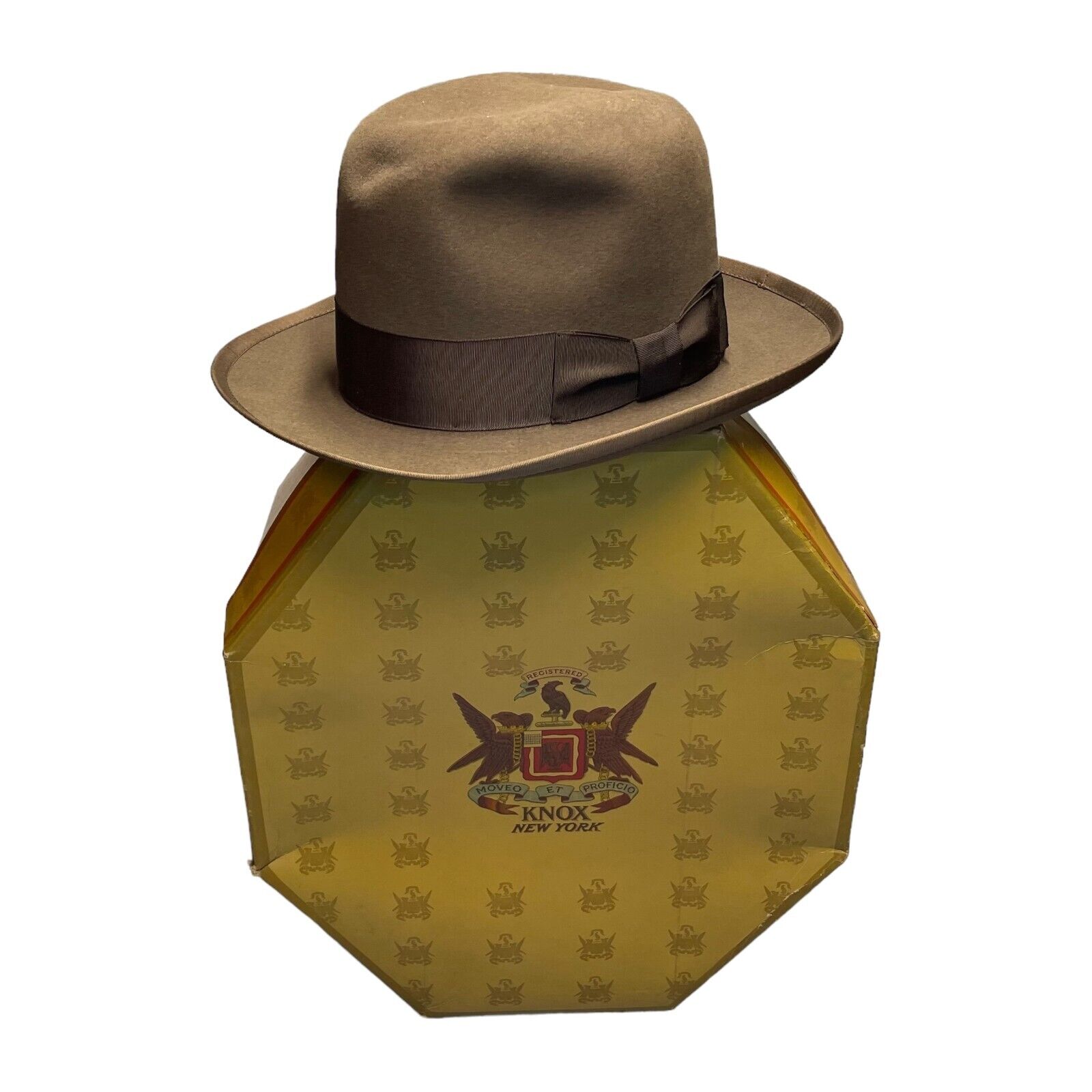 Vintage Knox New York Brown Mens Ovalized Size 7 1/8″ Sixteenths Felt Fedora Hat