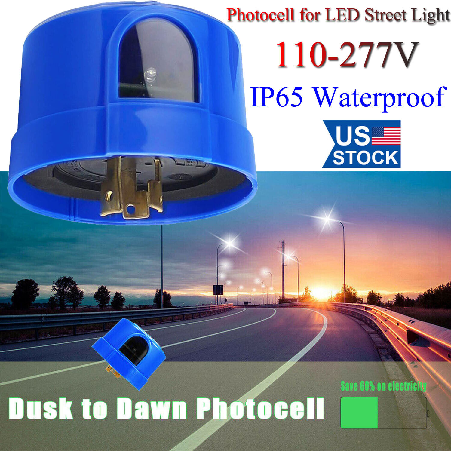 Photocell for Outdoor Parking Lot Lights, Twist Lock Photo Control Light Sensor