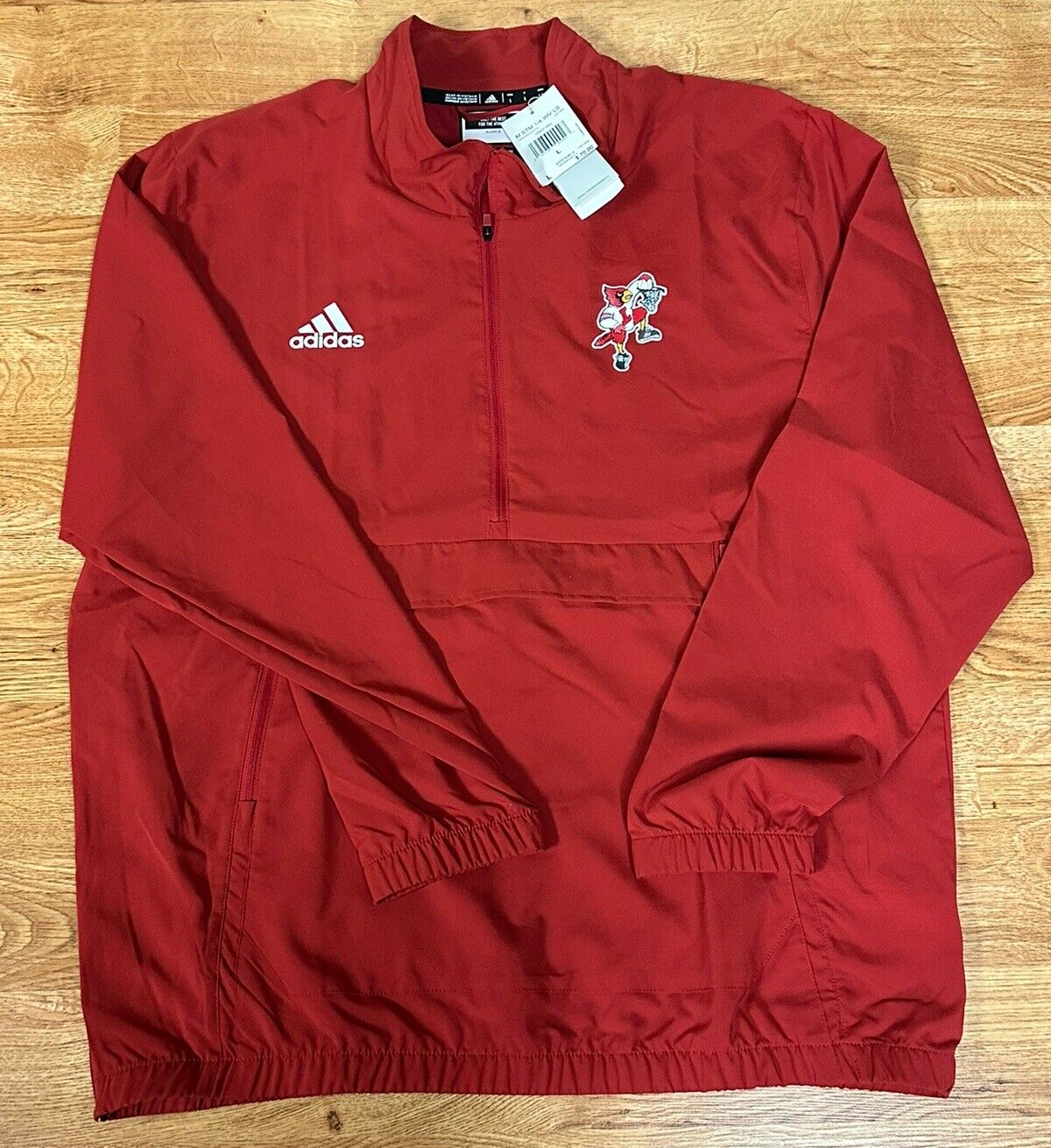 Adidas Louisville Cardinals Jacket Mens Large 1/4 Zip Graphic Logo Red Sports