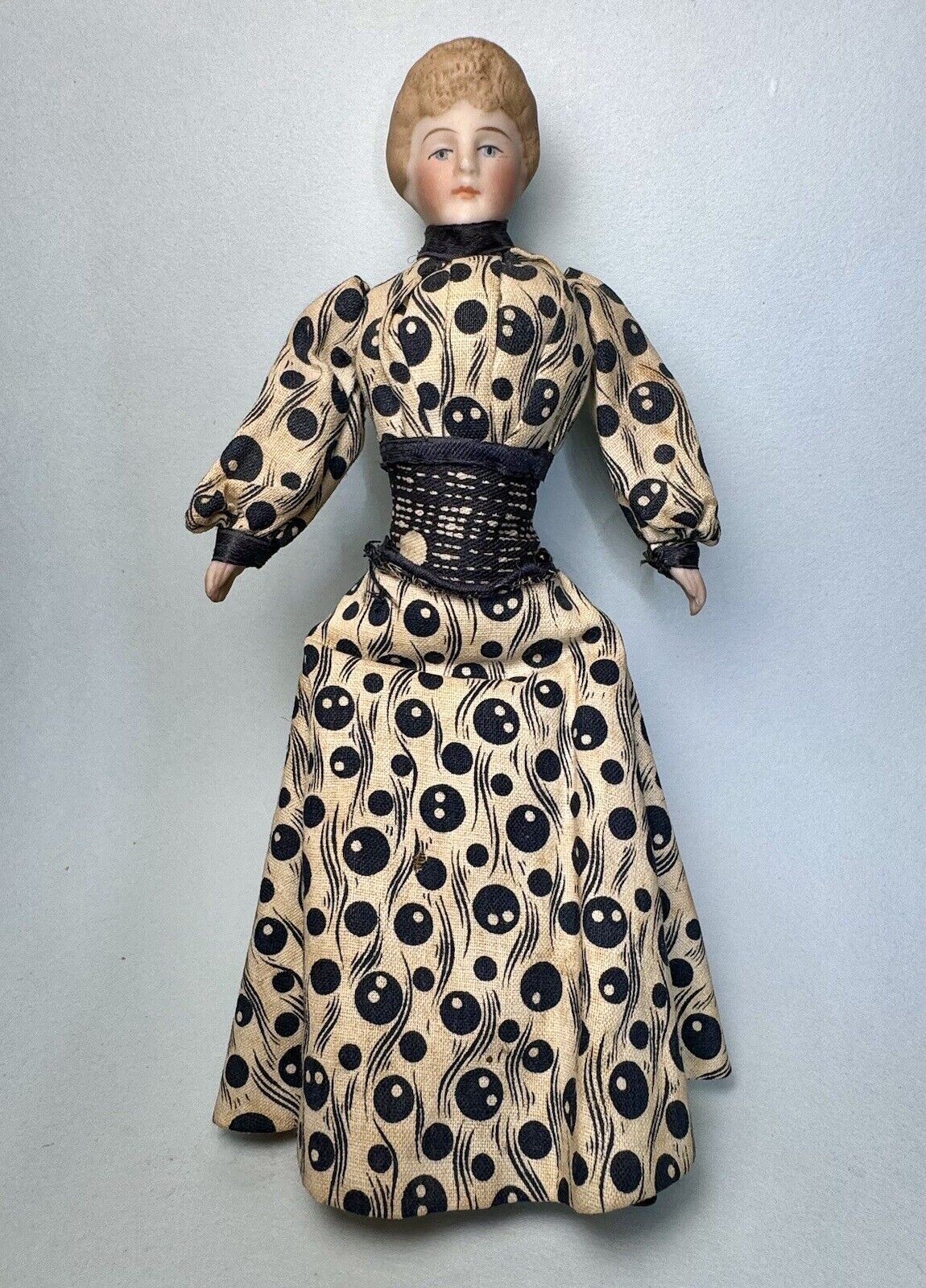 Antique German Dollhouse Doll Bisque Lady All Original 6 1/2” Edwardian Era