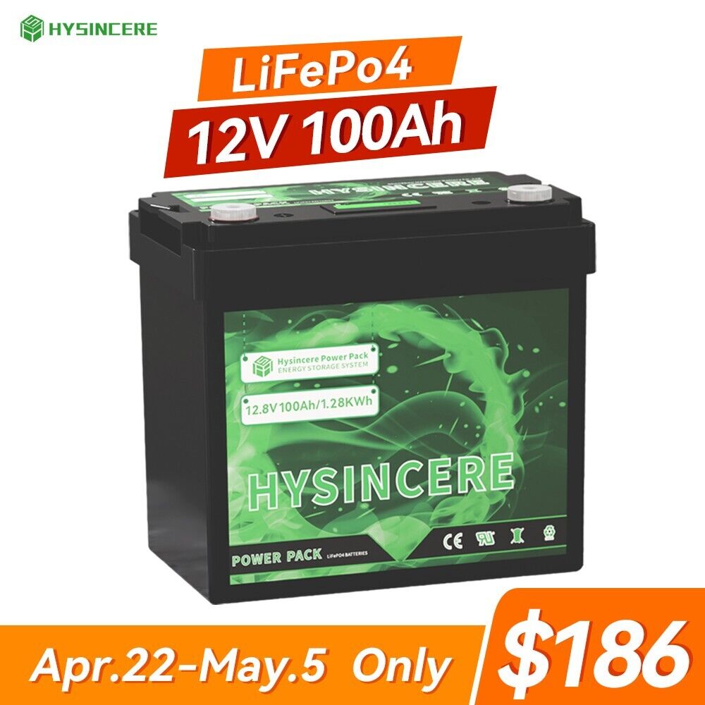 12V 100Ah LiFePO4 Lithium Battery Deep Cycle for Solar Panel RV Off-grid Power