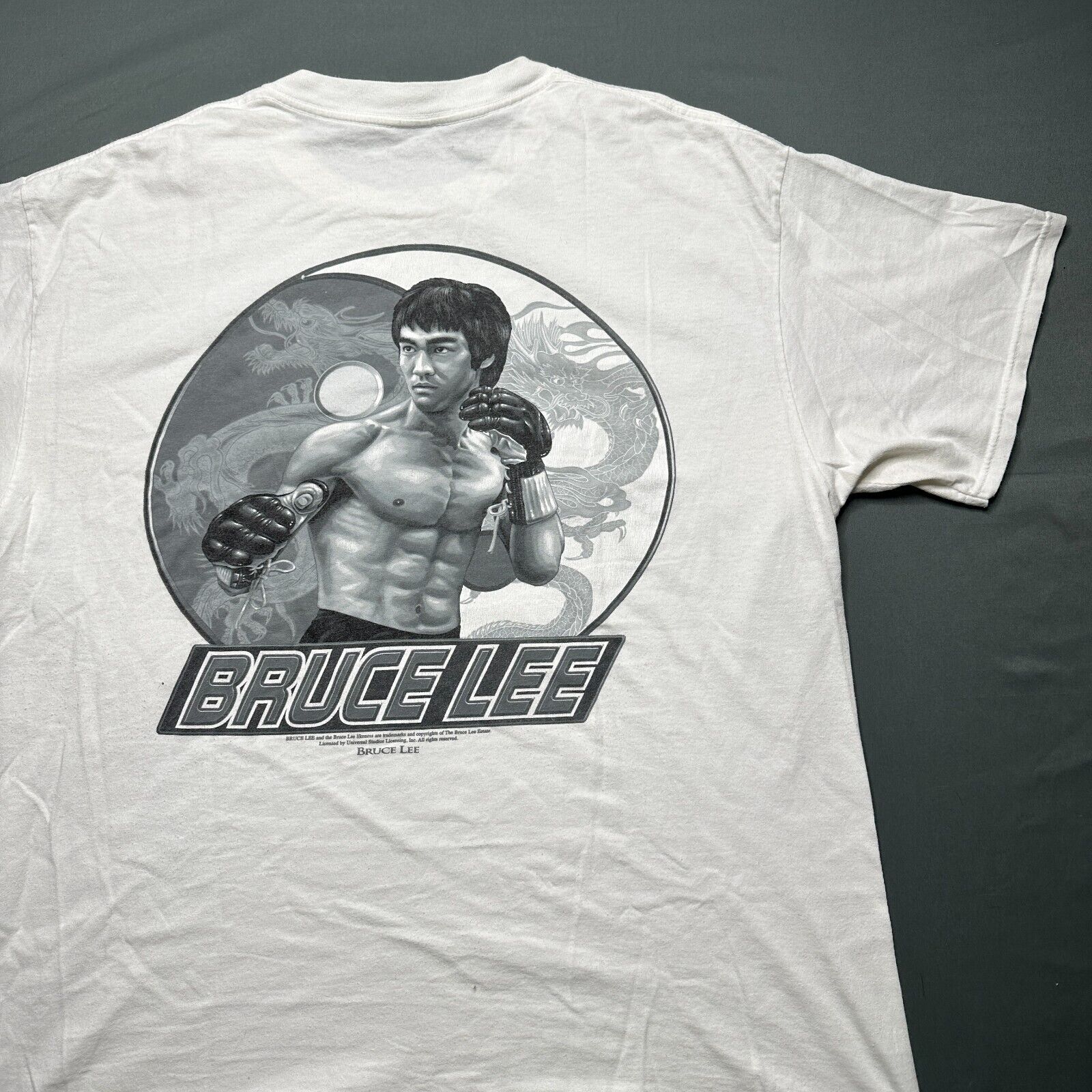 Vintage Bruce Lee Shirt Mens XL White 90\'s Delta Kung Fu Martial Arts Movie