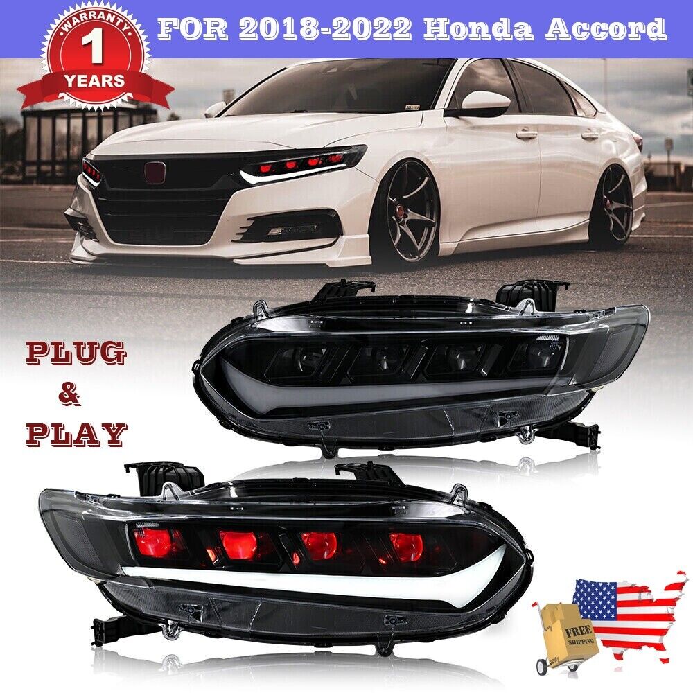LED Demon Eyes Front lamps For 2018-2022 Honda Accord Head lights DRL Assembly