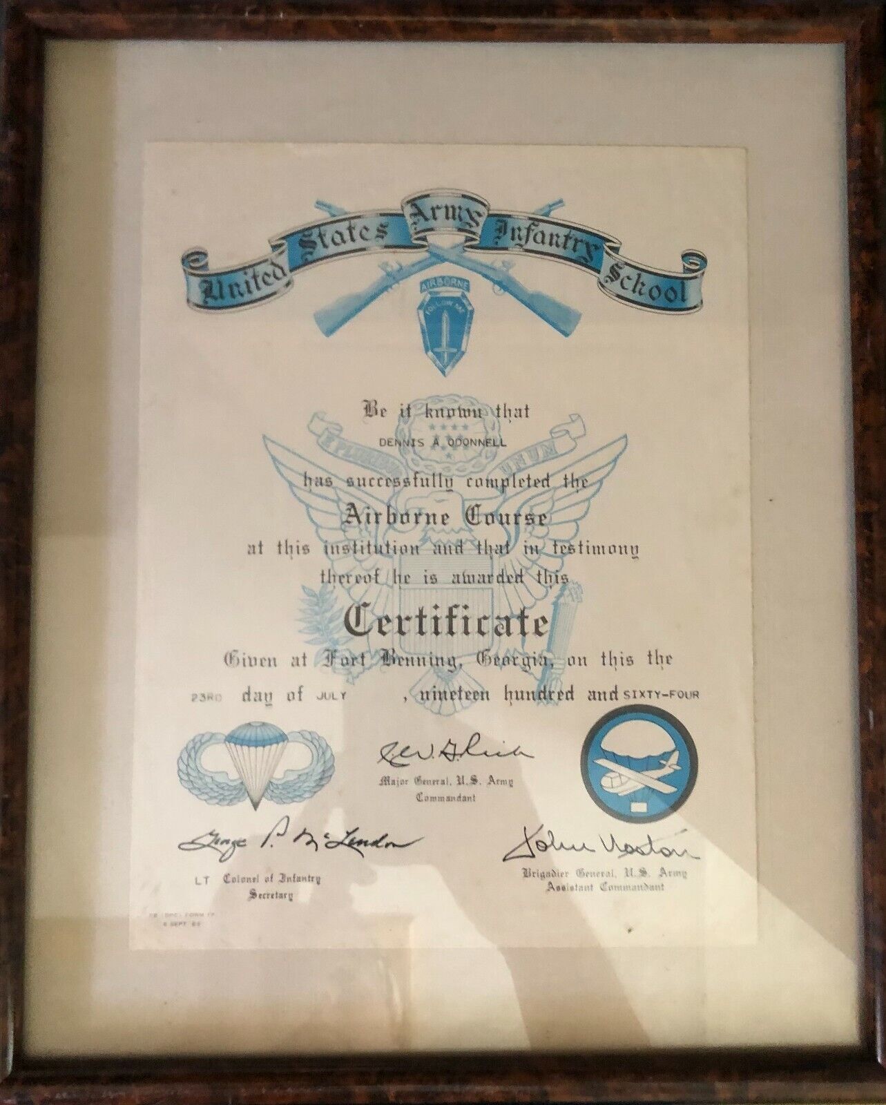 Vietnam War Airborne Infantry Graduation Certificate 