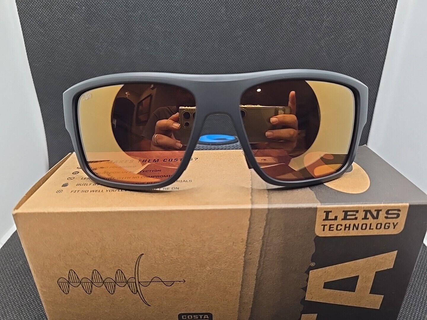 NEW Costa Del Mar TAXMAN Polarized Sunglasses Matte Black/Gold Mirror Glass 580G