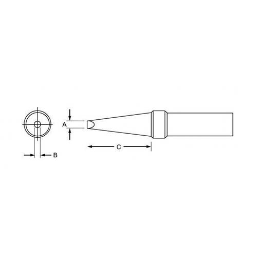 Weller PTBB7 PT Single Flat Tip, 2.40 x .50mm, 700°F, for TC201 Iron