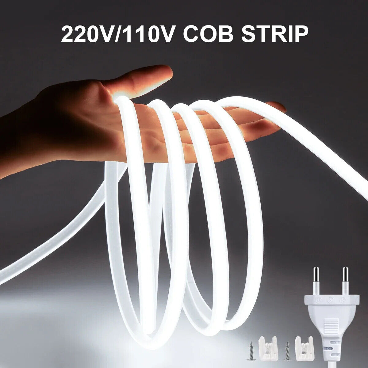 1-35 meter 110V COB LED Neon Strip Light Waterproof Flexible Tape Kitchen indoor
