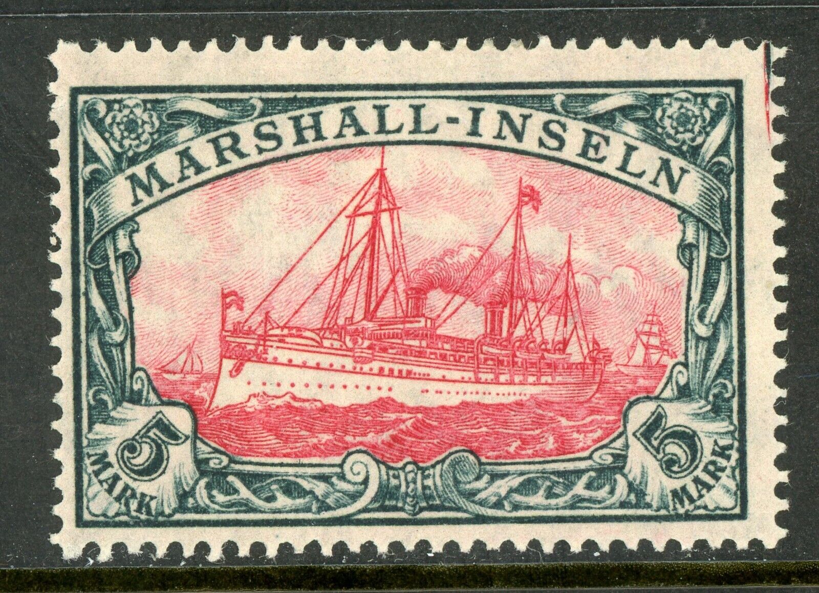 Marshall Islands 1916 Germany 5 Mark Yacht Ship Watermarked Sc #27 Mint E626