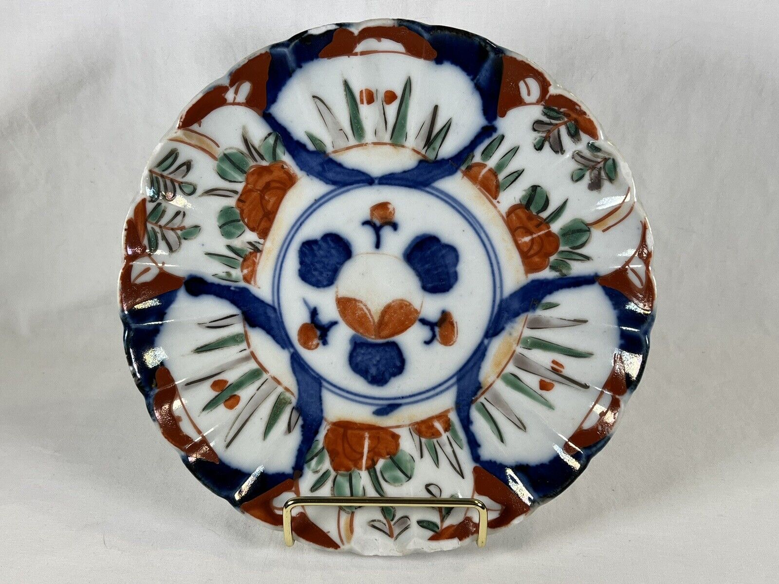 Antique 7” Marked Japanese Yamatoku Arita/Imari Porcelain Display Plate