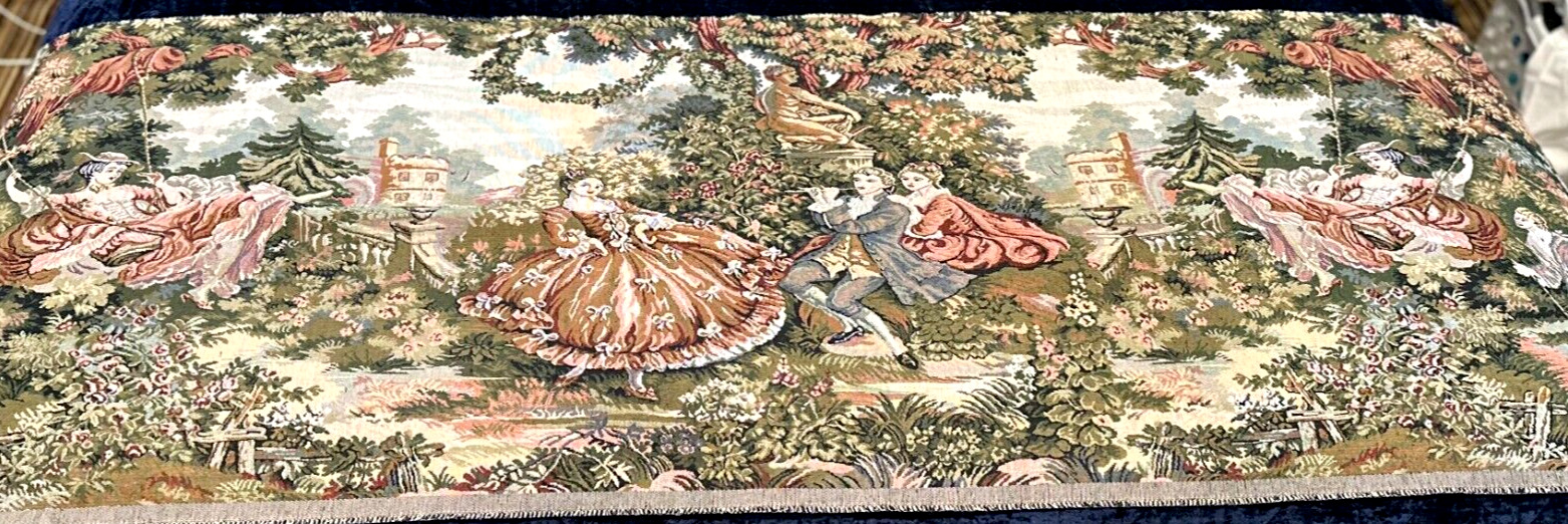Vintage French Medieval Royalty Scene Wall Hanging Tapestry 88x28\