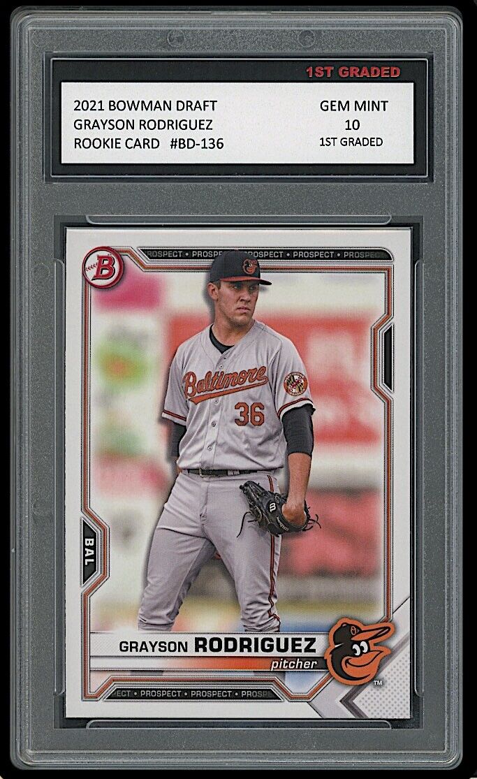 GRAYSON RODRIGUEZ 2021 BOWMAN DRAFT Topps 1ST GRADED 10 ROOKIE CARD RC ORIOLES