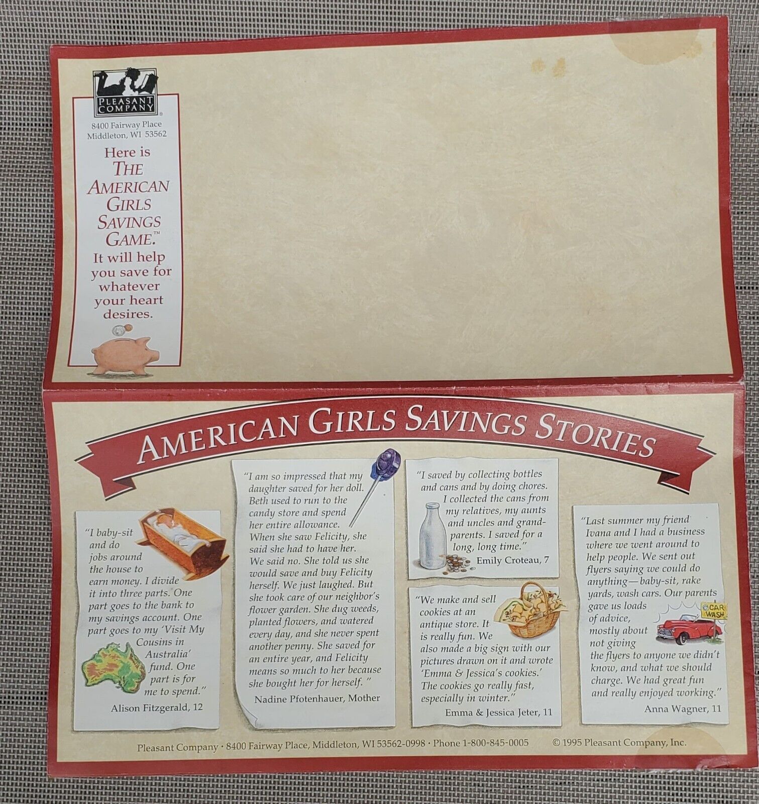 Vintage American Girl by Pleasant Company Savings Game