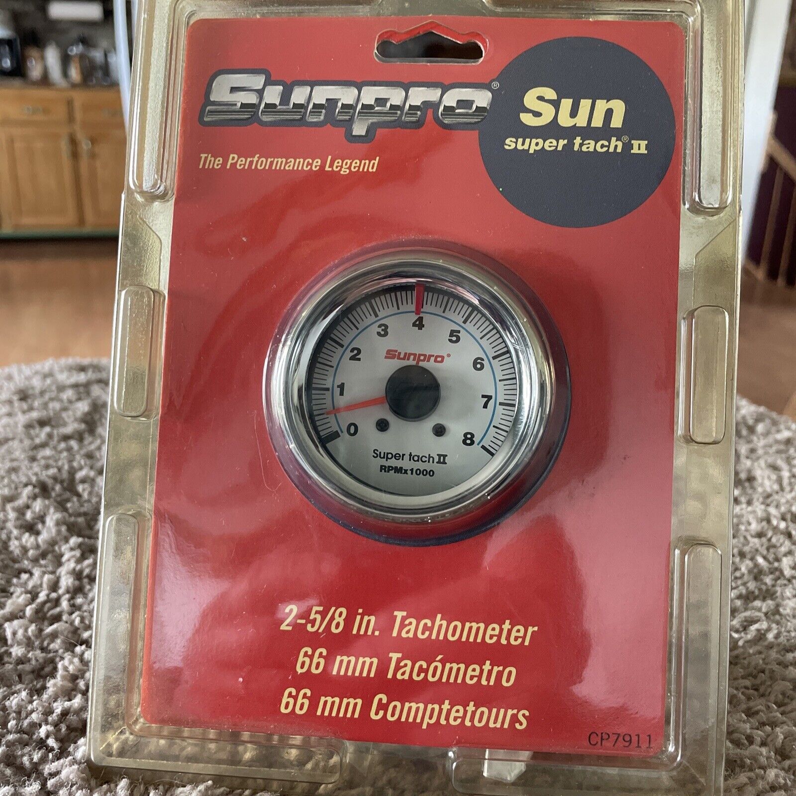 Vintage Sunpro Super Tach 2  8000RPM 2 5/8 In #CP 7911 Sealed Lighted Nice ￼