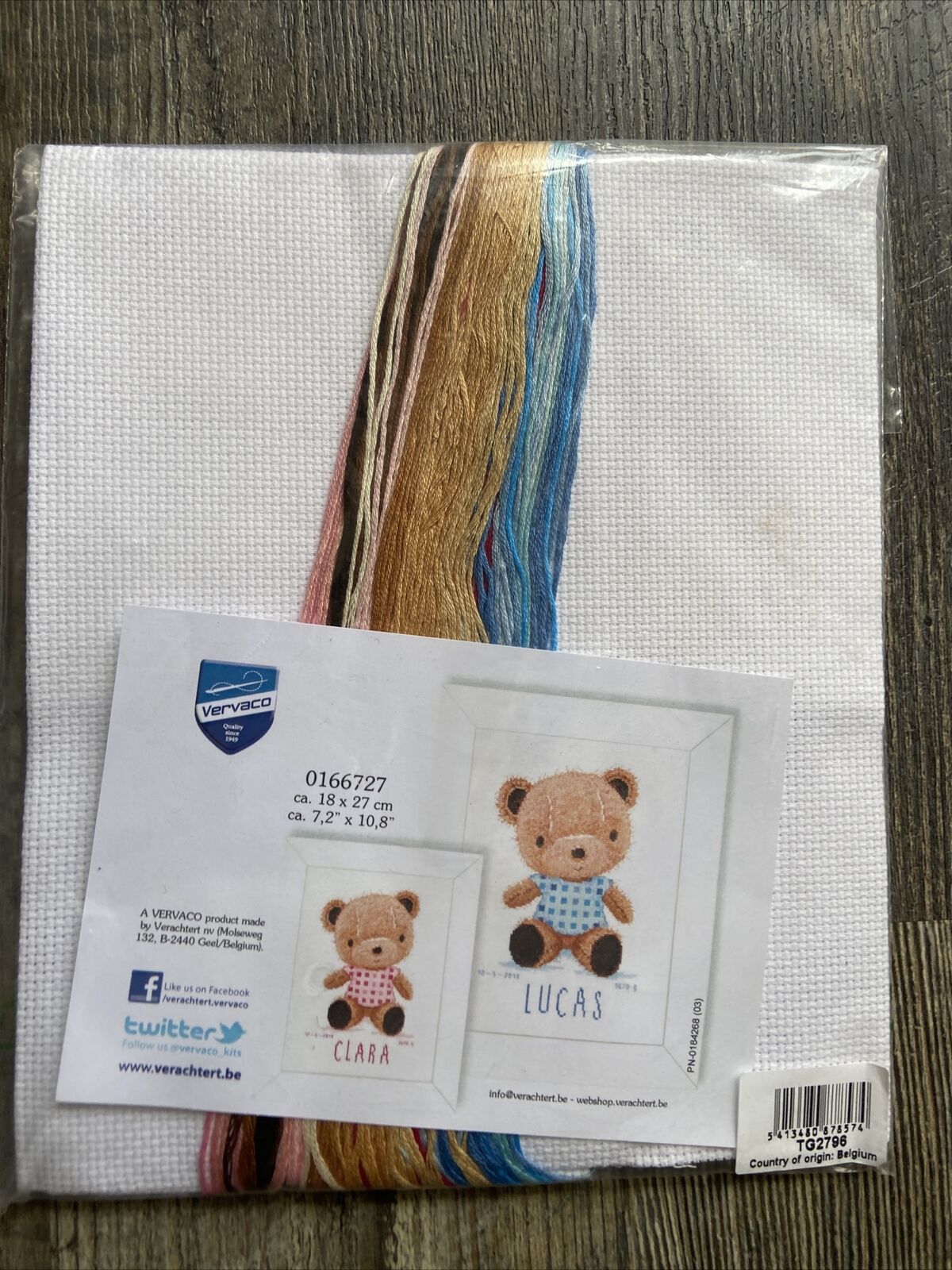 Vervaco Cross Stitch Kit Baby Bear Boy Or Girl Name New 7.2 x 10.8 inches