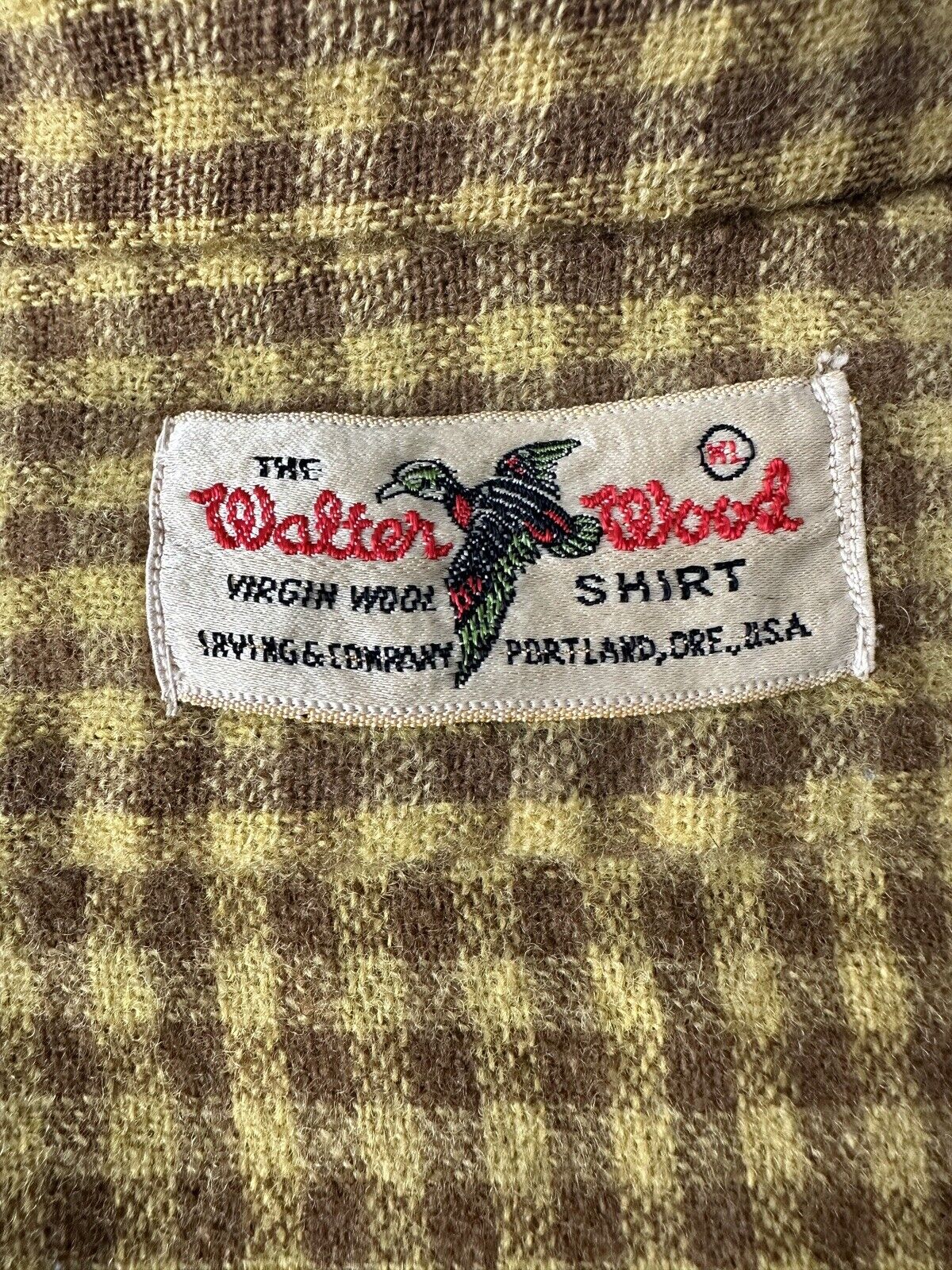 vintage walter wood irving company wool shirt 40s 50s chest 46” Plaid