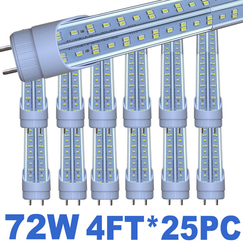 25 Pack 72W 48 inch 4ft LED Fluorescent Tube Light Bulb G13 T8 lamp fixture 25P