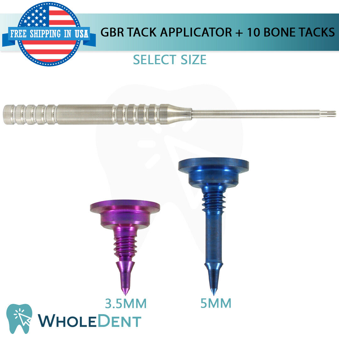 GBR 10x Bone Tack + Applicator Set Mesh Membrane Fixation Tac, Dental Implant 
