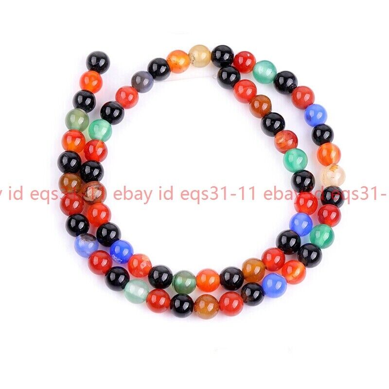 4mm/6mm/8mm Multi-color Round Spacer Loose Gemstone Jade Jewelry Making 15\'\'