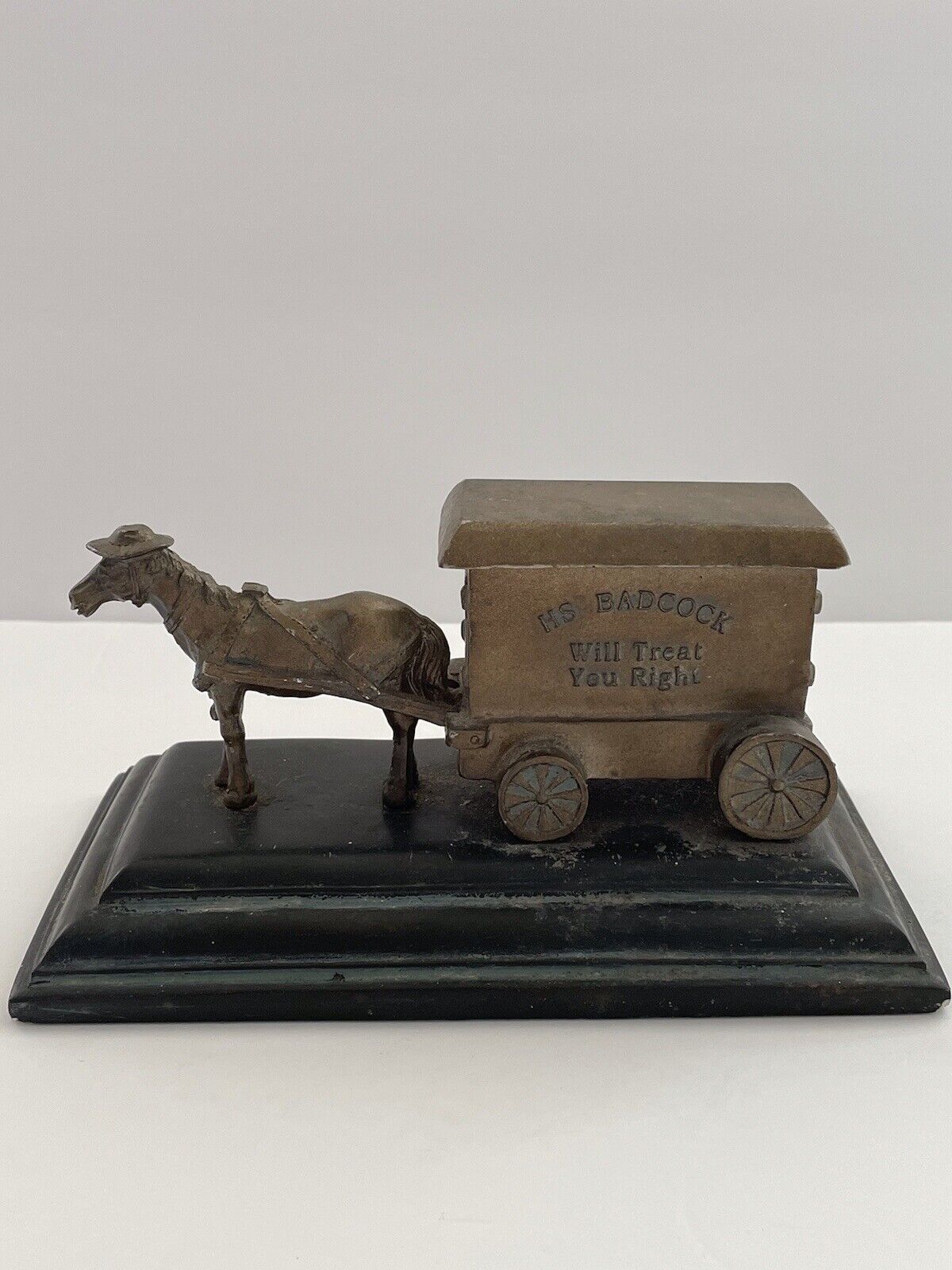 H.S Badcock 100 YEAR ANNIVERSARY Paperweight Model Figurine Horse Wagon 