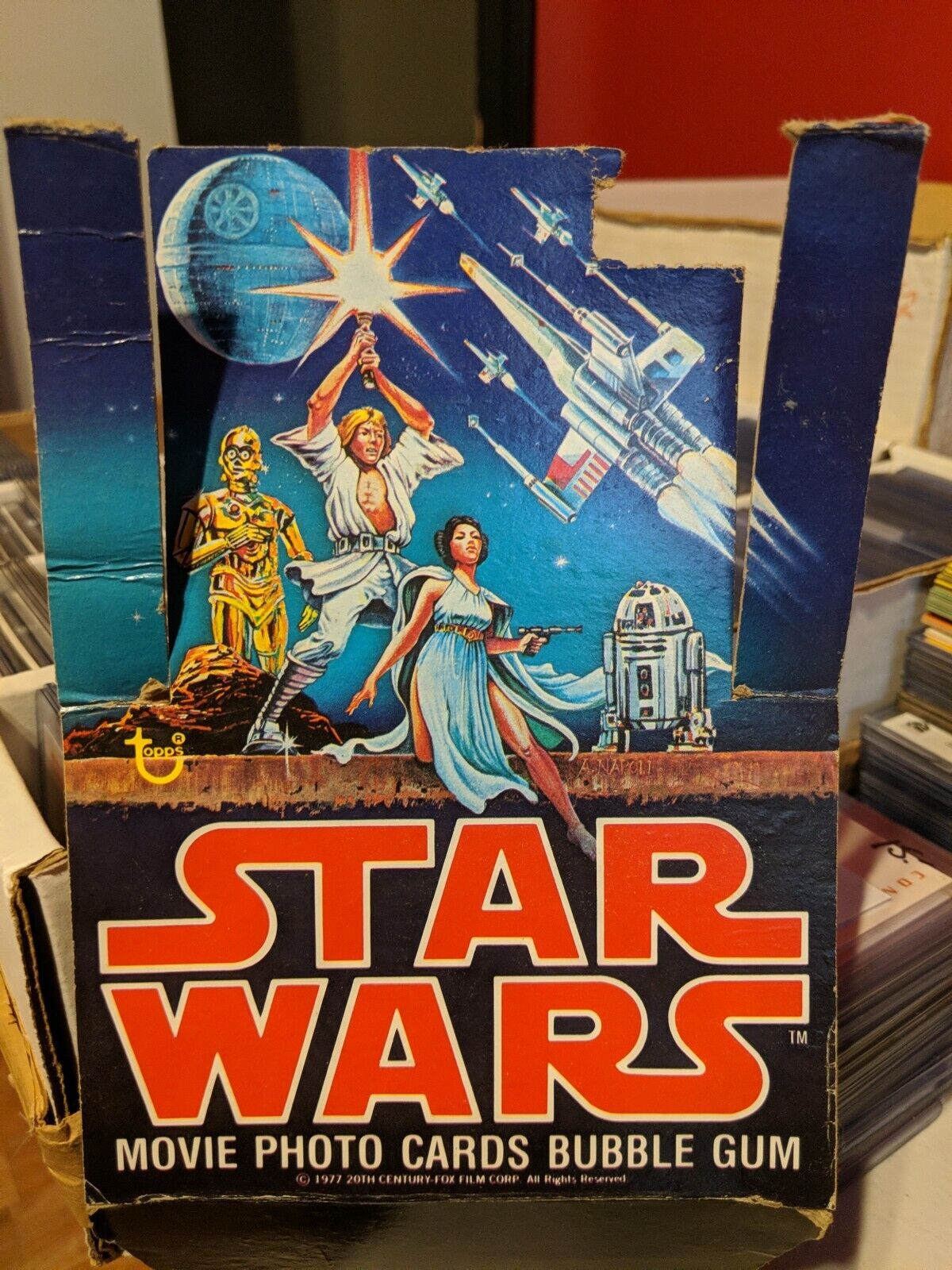 Vintage 1977 Topps Star Wars Series 1 (Blue) Empty Display Box VG + 1 NM Wrapper
