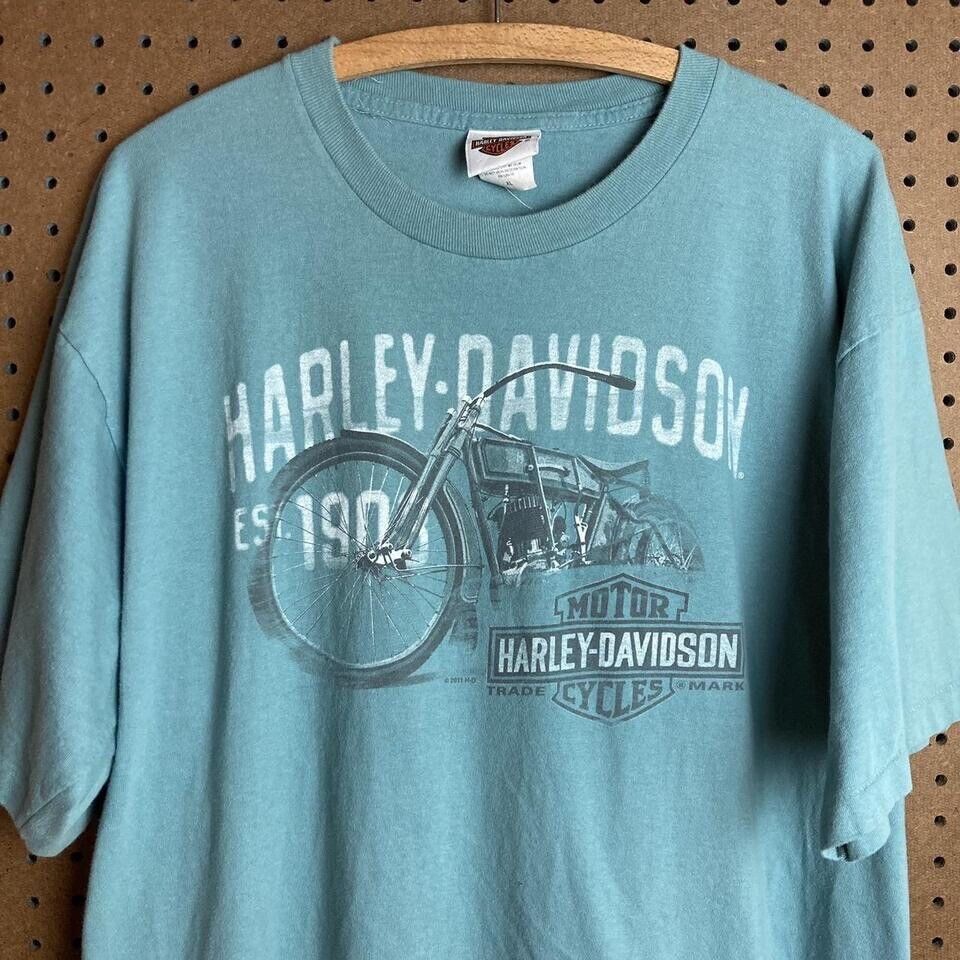 Harley Davidson T-shirt Size XL Indiana USA Antique Motorcycle Vtg Biker Grunge