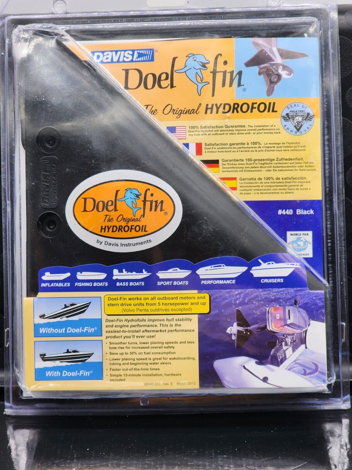 Davis Doel Fin Hydrofoil Improves Craft Stability Attachable Fins Sealed NIP 