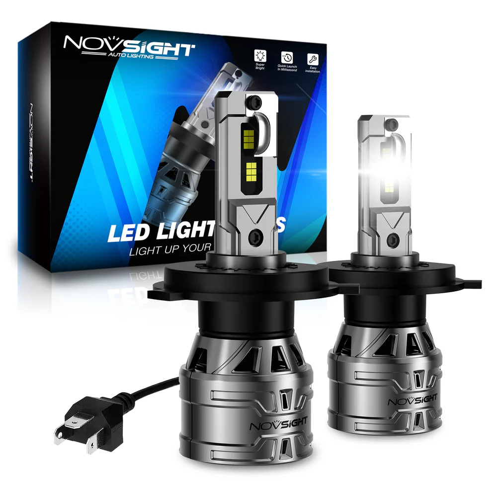 NOVSIGHT LED Bulbs H4 9003 HB2 Super Bright Hi/Low Beam 13000LM 6500K 60W w/Fan
