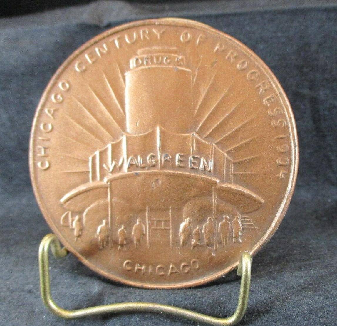 Chicago Century Of Progress 1934 Chicago Worlds Fair Coin Paperweight Walgreens