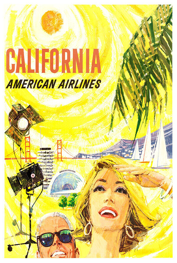 American Airlines - California  - Vintage Airline Travel Poster