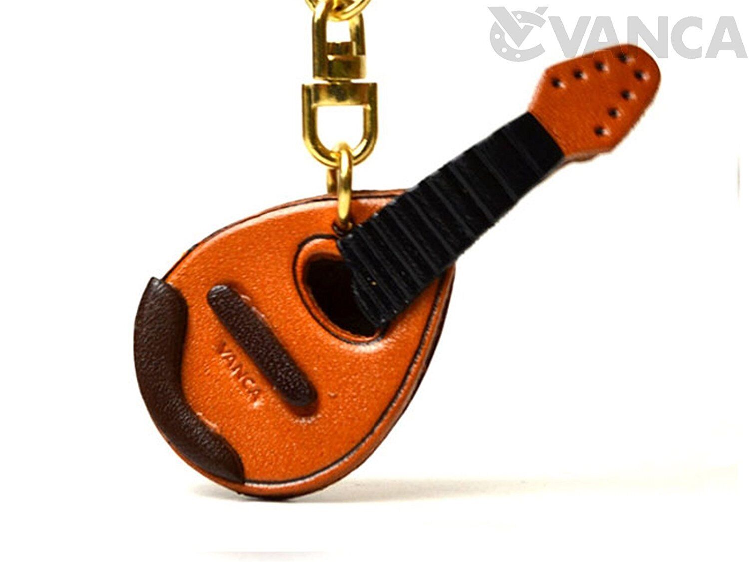 Mandolin Handmade Music 3D Leather Key chain ring *VANCA* Made in Japan #56889