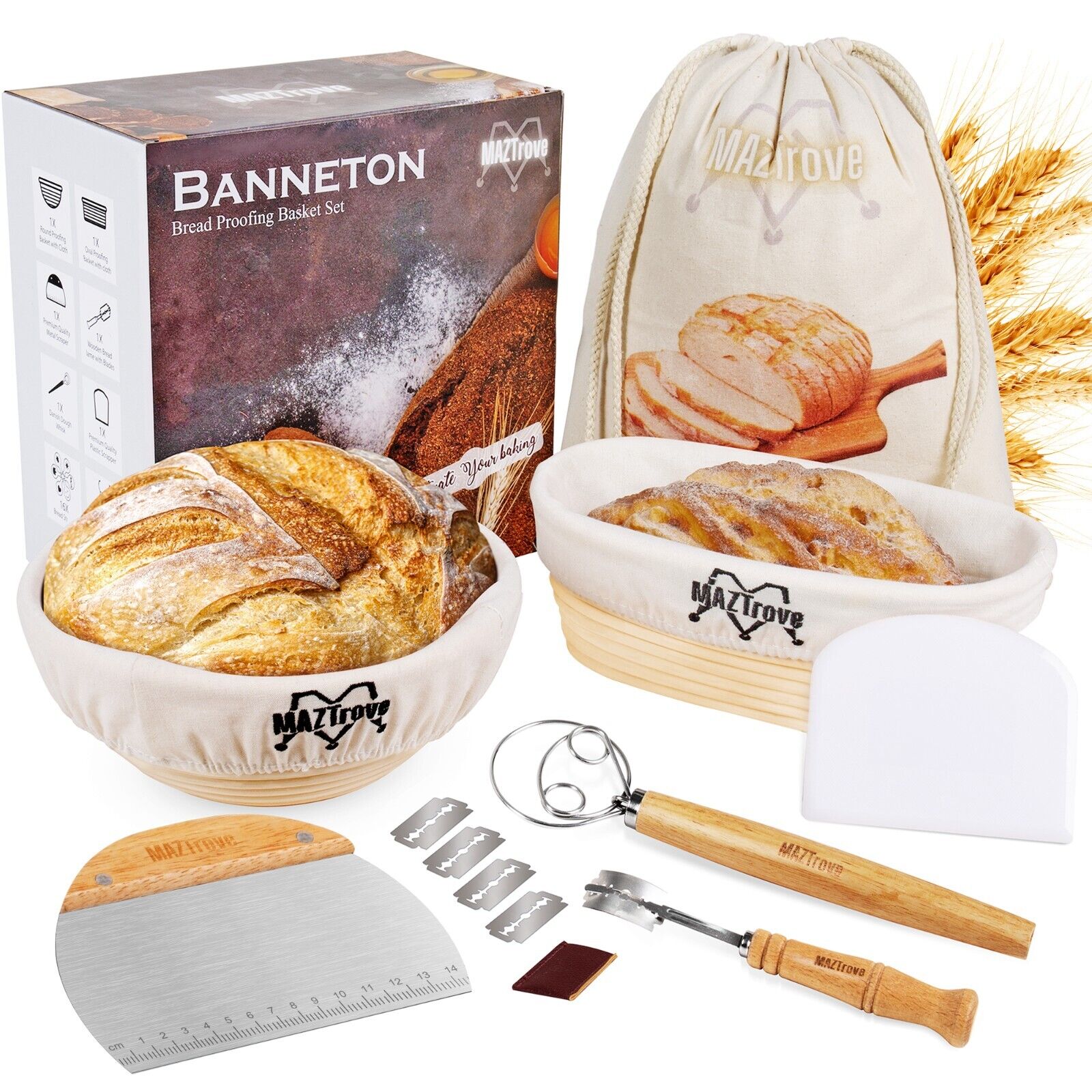 Banneton Bread Proofing Basket Set of 2 -Sourdough Baskets 10\