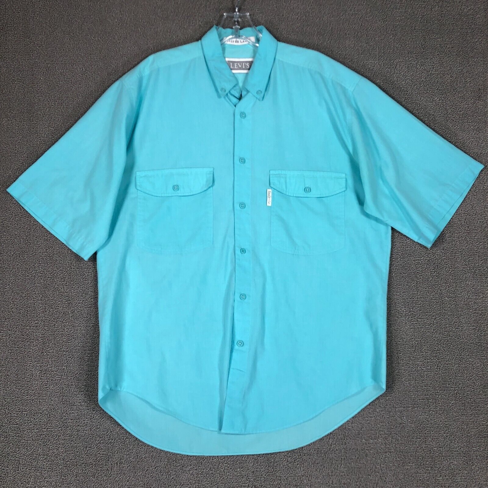 Vintage Levis Shirt Mens Medium Silver Label Blue Button Up Western Cowboy Adult