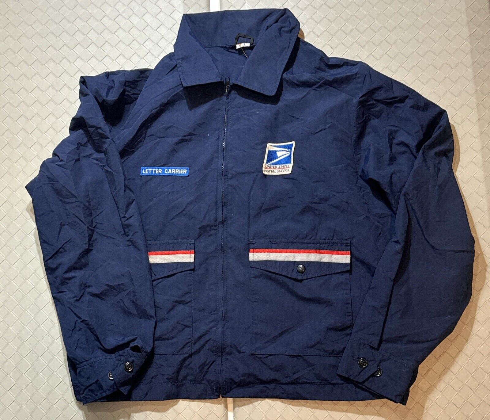 Vintage USPS Letter Carrier Neptune Garment Windbreaker Blue Jacket Size L / XL