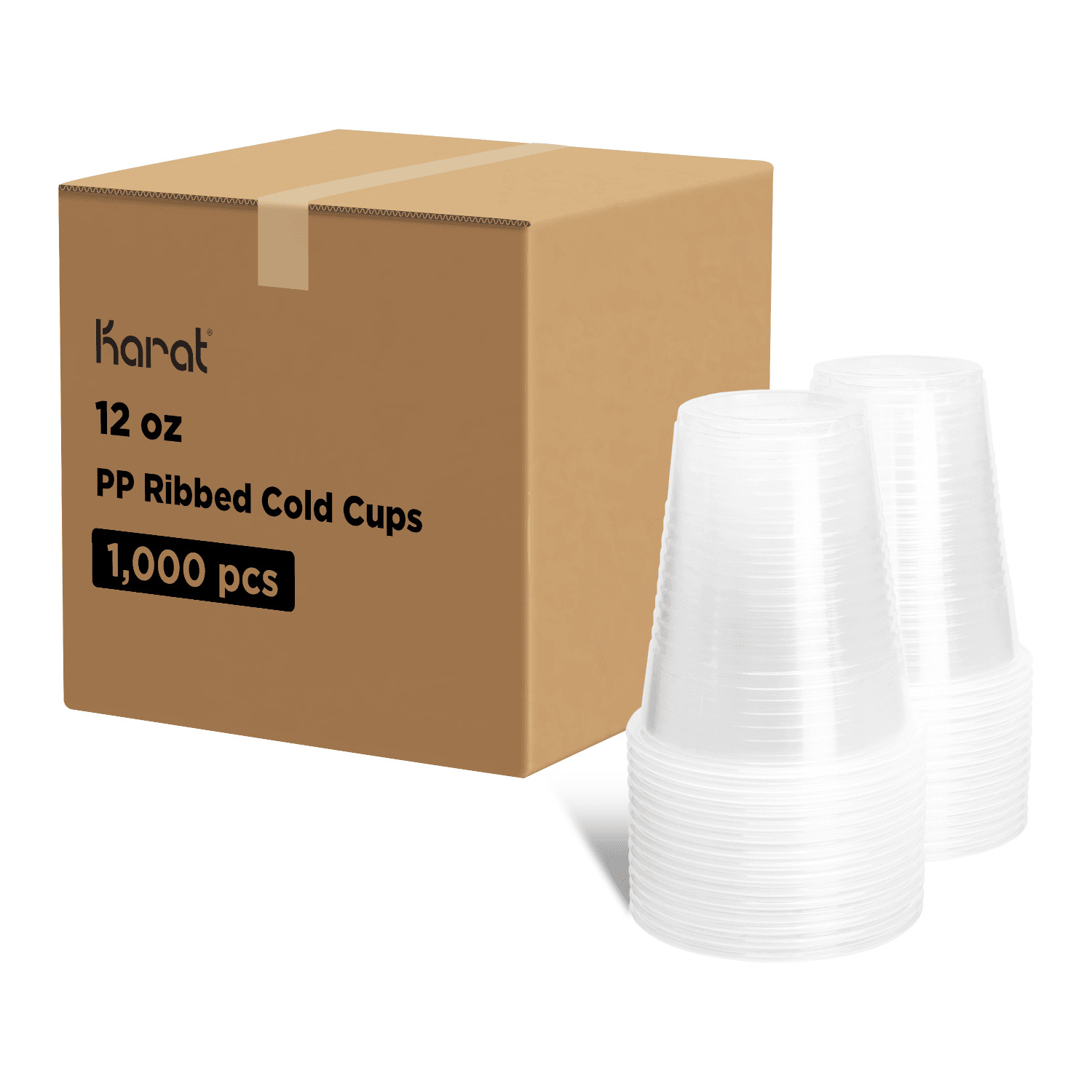 Karat 12oz PP Plastic Ribbed Cold Cups (90mm) - 1,000 ct, C1080 (Karat)
