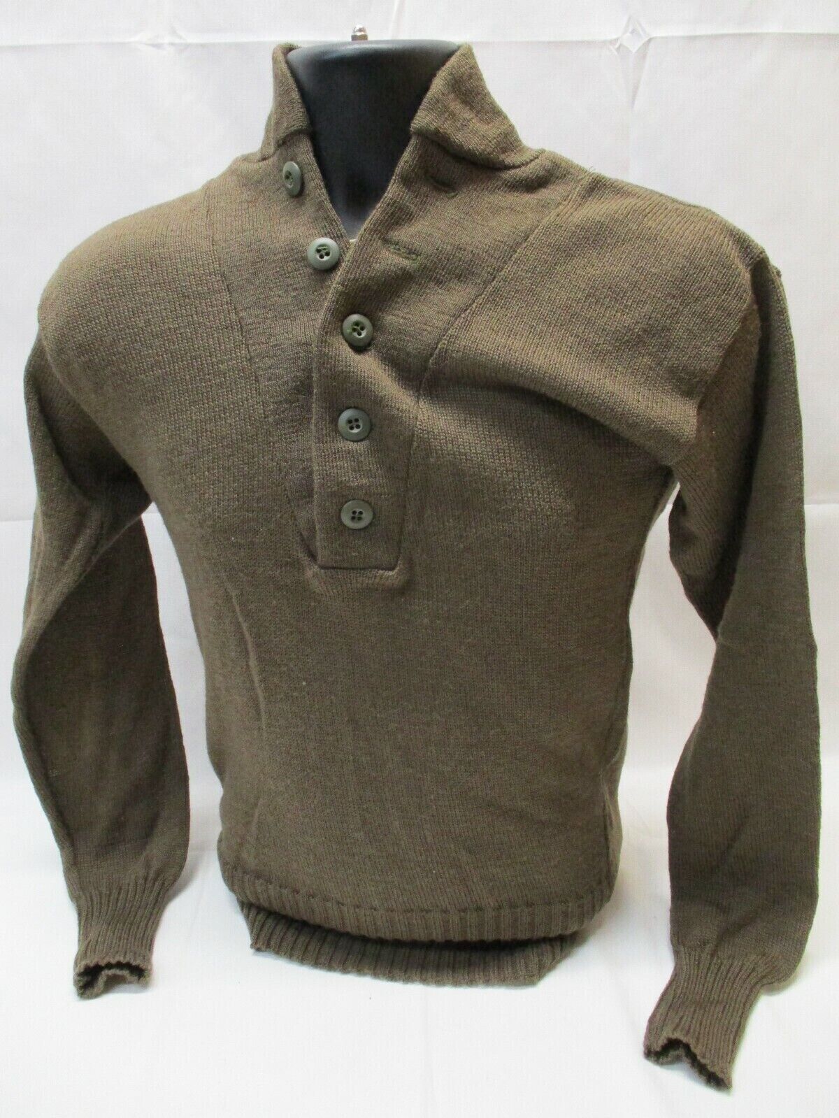 New Genuine USGI Military 100% Wool Army Jeep Sweater OD (Brown) 5 Button-Small