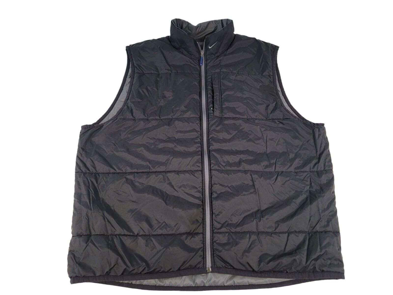 Y2K Vintage Nike Puffer Vest Reversible Black & Grey Swoosh Logo Men\'s size XXL