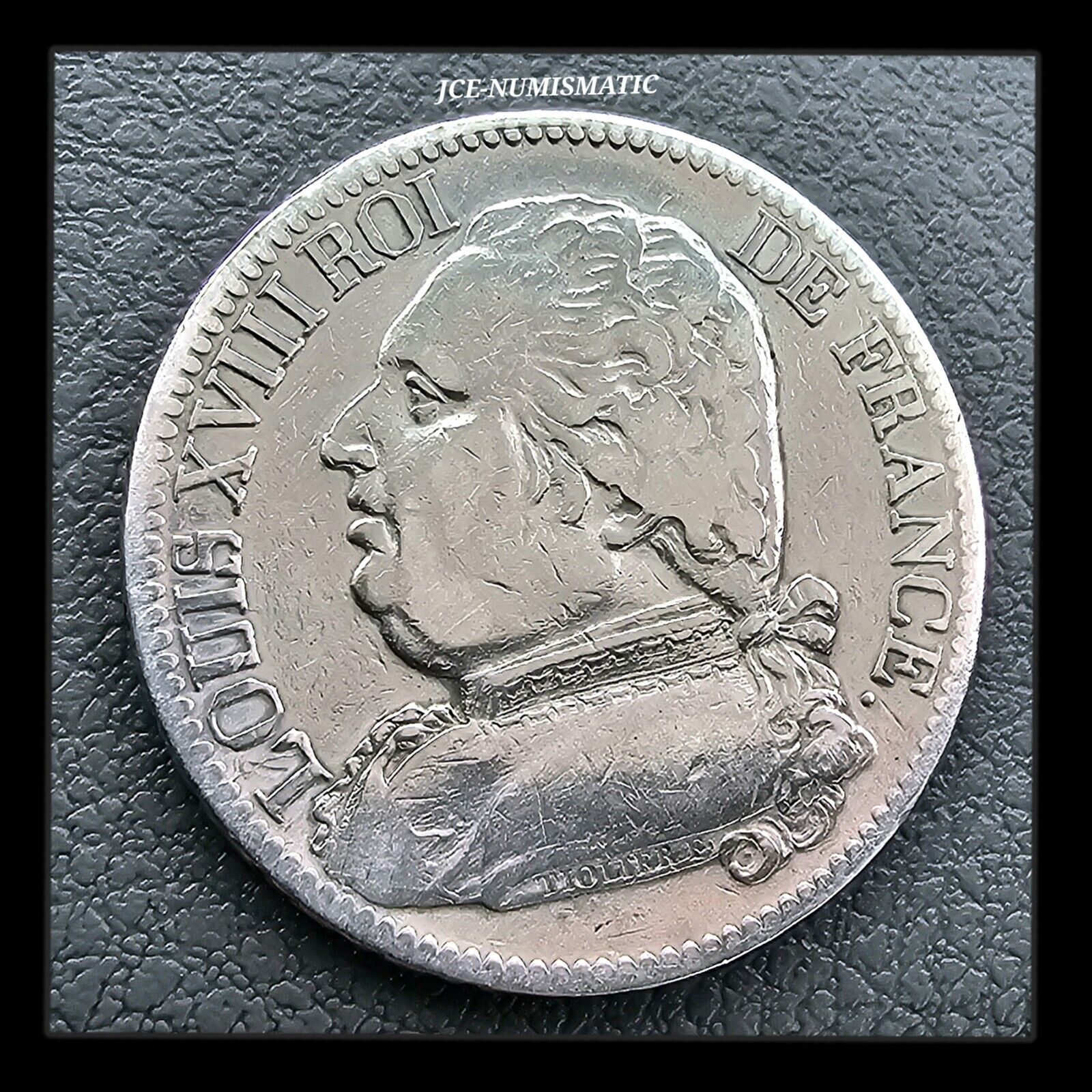 1814-A France Louis XVIII 5 Francs Paris Mint, Silver Coin, Rare & Scarce, NICE