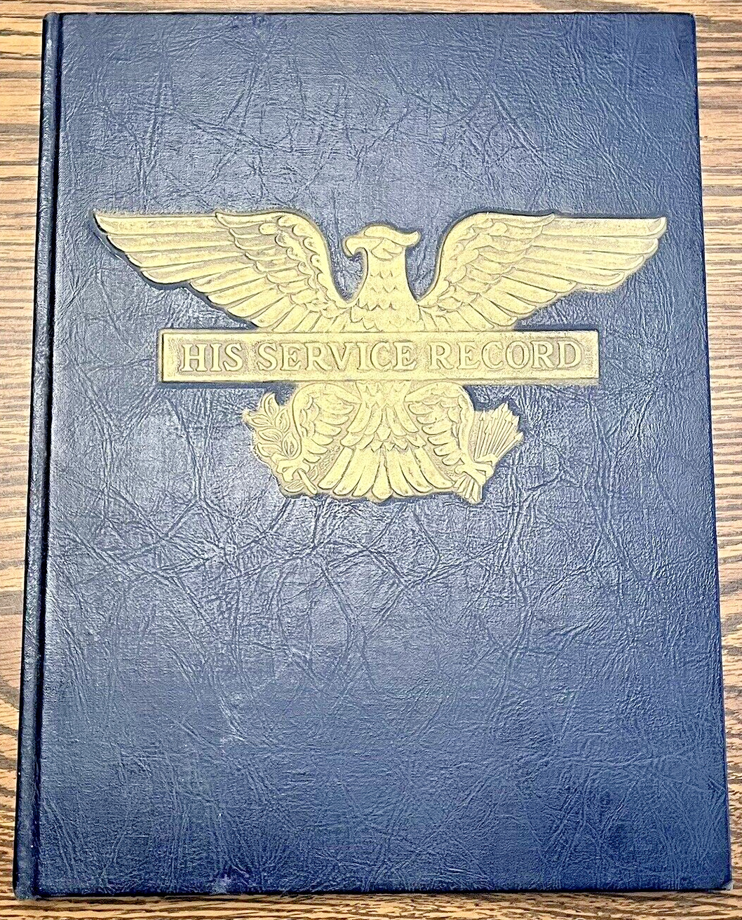 His Service Record Book Blue Hardback WWII US Military 1942 Unused USA Eagle